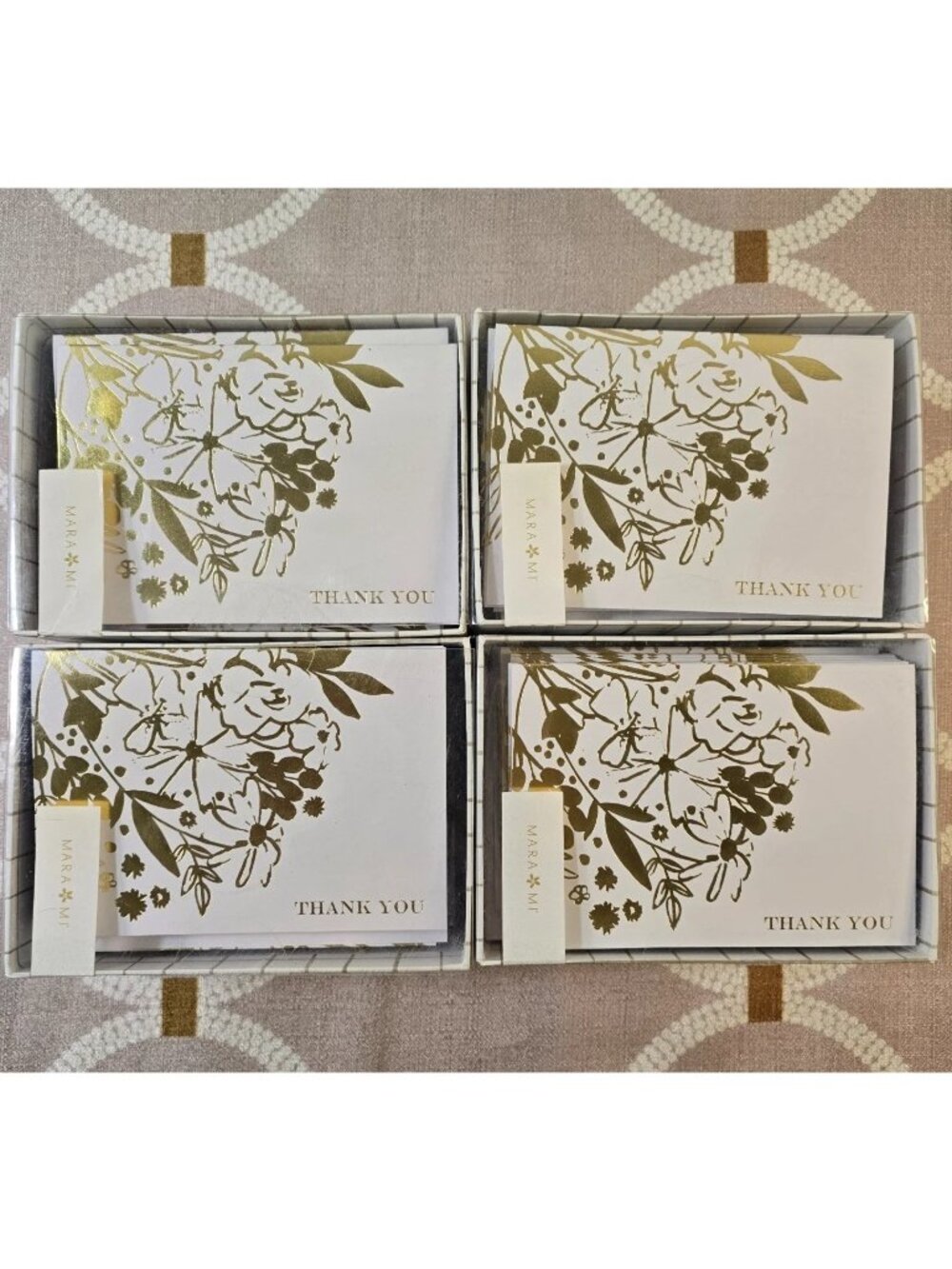 Wedding Thank You Cards w/ Envelopes White & Gold Foil 4 Sets ~ 200 Ct. Mara-Mi
